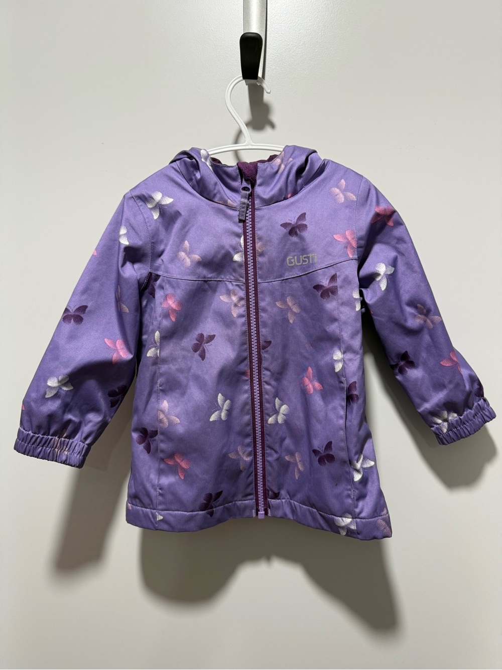 2/$15🥳 Gusti Purple Butterfly Hooded Rain suit with bottoms 2T